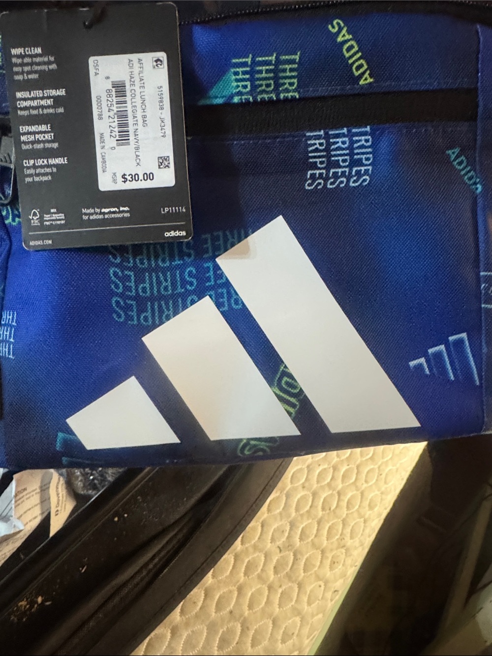 adidas Blue & White Three Stripes Crossbody Pouch lunch box